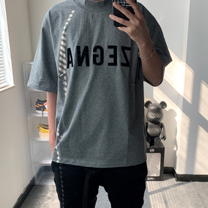 2021ss fog x zegna 杰尼亚联名植绒字母潮流行休闲圆领短袖t恤男