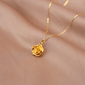 老凤祥和黄金玫瑰花项链女2022年新款18k锁骨链送女友情人节礼物