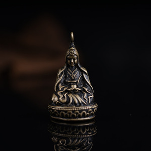 藏式大乐莲师纯铜佛像迷你小寸佛指尖秒像吊坠西藏民族风项链挂件