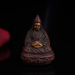 藏式大乐莲师手工制作古朴泥金住宅供奉佛像西藏特色文玩摆件