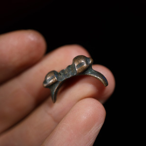 包明代老藏式天铁托甲金刚杵藏式杵戒指