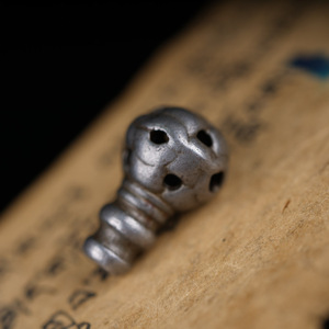 14mm寒铁藏式佛头三通藏族人手工制作一体文玩星月菩提配饰配件