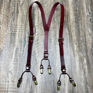 头层牛皮6夹背带成人男士休闲吊裤带夹扣真皮植鞣皮制作复古吊带