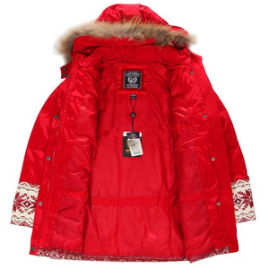 反季特卖棵棵树女中大童冬季中长款收腰羽绒服舒适保暖时尚红色