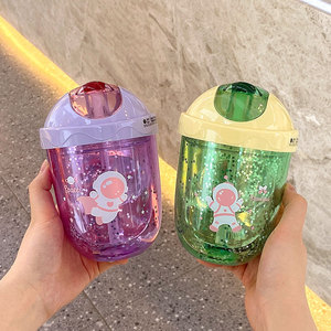 夏季新款滑翔盖学生吸管塑料杯便捷耐高温防摔女高颜值喝水杯子