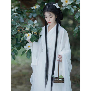 白色神明少女汉服女魏晋制南北朝古装日常仙气飘逸古风夏款连衣裙