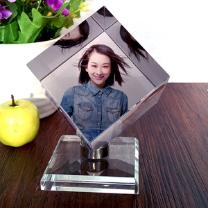 水晶球魔方个性照片制作DIY旋转摆件照片送女友创意生日礼物定制