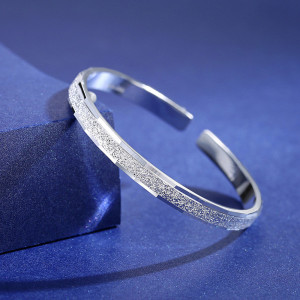 s999纯银手镯子女开口实心足银女款简约送女友情人节礼物年轻款潮