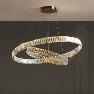现代水晶灯客厅灯简约家用轻奢环形灯具圆圈led创意餐厅圆环吊灯