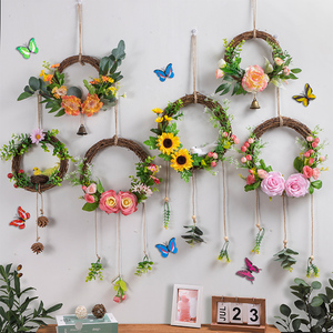 墙上挂件创意花环墙壁挂花装饰品幼儿园挂墙植物花艺壁挂墙面挂饰