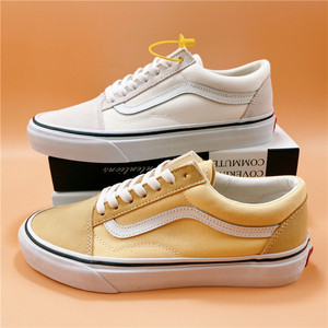 夏季官网万斯女鞋经典款安纳海姆复古黄色米白色低帮板鞋情侣鞋女