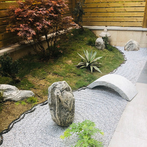 日式室内枯山水白沙石子雪浪石切片组合景观石头泰山石假山装饰
