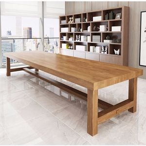 实木会议桌洽谈桌美式现代长桌电脑桌大板实木办公桌3米2米桌子