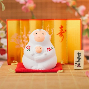 药师窑生肖猴子求子陶瓷摆件平安健康可爱卡通进口生日礼物车载