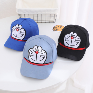 儿童可爱哆啦a梦帽子春秋季男女童加起毛棒球帽太阳帽宝宝鸭舌帽