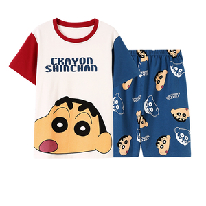 蜡笔小新睡衣男士夏季纯棉短袖家居服夏天薄款可外穿卡通可爱套装