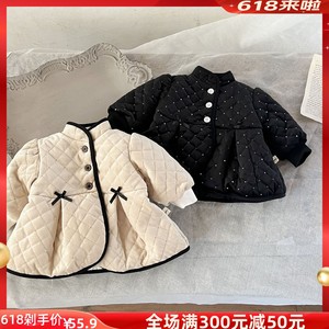 kaka韩版外贸INS秋冬女婴幼儿童小香风洋气棉服保暖公主加厚外套
