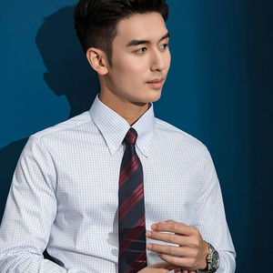 意式长尖领男士衬衫男春秋修身百搭帅气青年男士商务正装寸衫潮