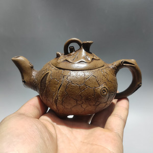 台湾回流精品宜兴库存 茶壶送礼收藏原矿清灰泥张成秀供春壶260cc