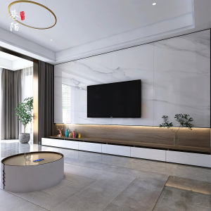 巷陌悬空电视背景墙微晶岩板大板现代简约客厅沙发墙实木墙板造型