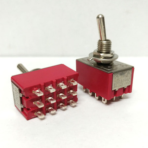 开孔6mm四常开常闭银触点12脚2档4路切换多电路电源开关机房开关