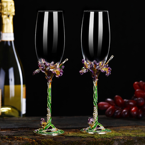 创意珐琅彩香槟杯水晶祝酒杯酒具套装欧式家用气泡酒杯子情侣对杯