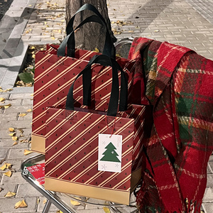 圣诞服装店打包装衣服专用手提袋无纺布礼品礼物包装红色袋子定制