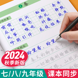 七八九年级语文字帖上册下册同步人教版初一练字帖贴小升初中学生初中生专用字帖练字每日一练正楷硬笔书法楷书临摹钢笔字练字本