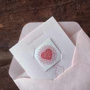 粉色浪漫比心表白生日商务母亲节通用贺卡文艺简约包邮进口棉纸