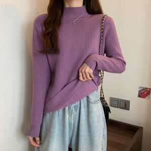 秋冬内搭保暖上衣女加绒加厚打底衫长袖t恤外穿宽松针织衫毛衣潮