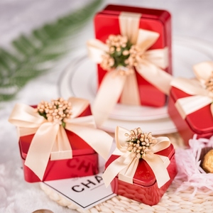 结婚喜糖盒创意婚庆中国风 礼品红色铁盒子 伴手礼糖果浪漫包装盒