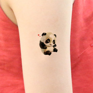 兀十卡通可爱小熊猫防水持久纹身贴女 手臂腿彩色动物儿童贴纸