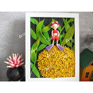 彩泥立体场景装饰画超轻粘土人物浮雕幼儿园黏土相框作品成品定制
