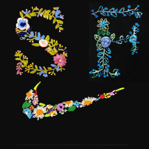 花草姓氏字母情侣装定制刺绣520t恤自绣diy短袖夏手工上衣材料包