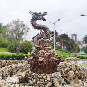 大型户外喷泉流水铸铜龙园林景观雕塑四川成都厂家纯铜生肖神话龙