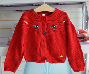 小云朵童装女童毛衣春装2022新款儿童红针织开衫小童宝宝外套洋气