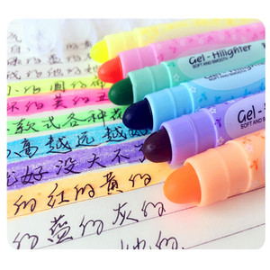 创意文具韩国固体果冻荧光笔蜡笔涂鸦记号笔重点标记笔多色可选