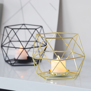 北欧铁艺几何造型镂空烛台桌面摆件创意蜡烛底座现代简约氛围感