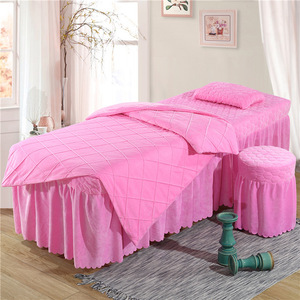 HA+格子-水晶绒美容床罩五件套床罩简约欧式美容院床罩床套