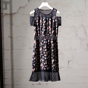 露肩露腰碎花连衣裙夏季款创美生活系列女装专柜撤柜品牌折扣店