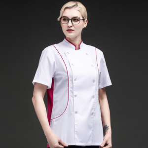 女款厨师服短袖餐饮烘焙厨师工作服饭店后厨房套装衣服夏季工衣女