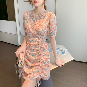 印象主题女装专柜正品城市衣柜2021夏装雅美瑞新款精品v领连衣裙