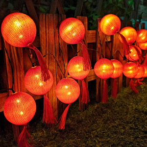 太阳能春节流苏灯笼彩灯新年元旦灯串节日布置庭院阳台挂灯装饰灯