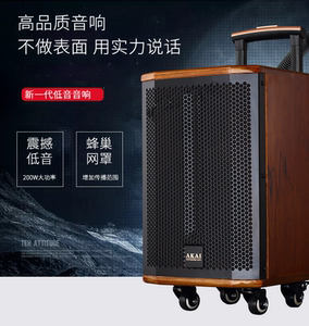 雅佳音响akai户外ag系广场舞拉杆木质音箱充电蓝牙无线话筒新包邮