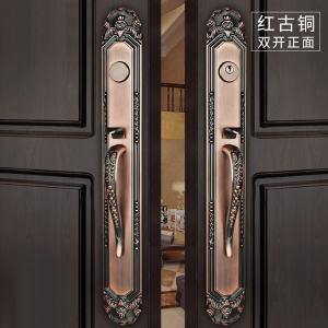 新中式双开大门锁别墅对开门把手豪华入户门锁中式室内家用通用型