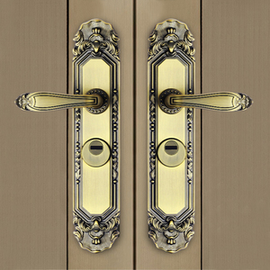 金亮1232淘宝中式豪华别墅大拉手大门锁入户木门双开门对开子母门