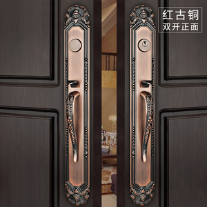 新中式双开大门锁别墅对开门把手豪华入户门锁中式室内家用通用型
