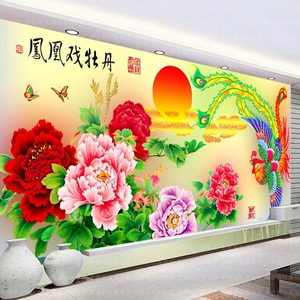 新款纯手工十字绣成品凤凰戏牡丹花开富贵新款客厅或送礼手工工整