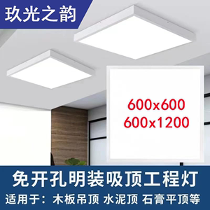 超亮明装LED平板灯600x600吸顶灯300x1200石膏板水泥顶吊线面板灯