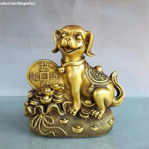 纯铜狗子摆件黄铜招财进宝狗聚财狗钱袋狗生肖狗家居风水工艺饰品